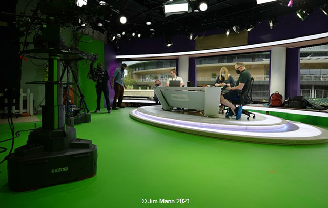 Behind the scenes image of the BBC Wimbledon studio. © 2021 Jim Mann